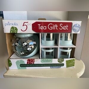 Blue Tea Gift Set NIB 40 oz. Teapot with Removable Infuser & 4 Mugs